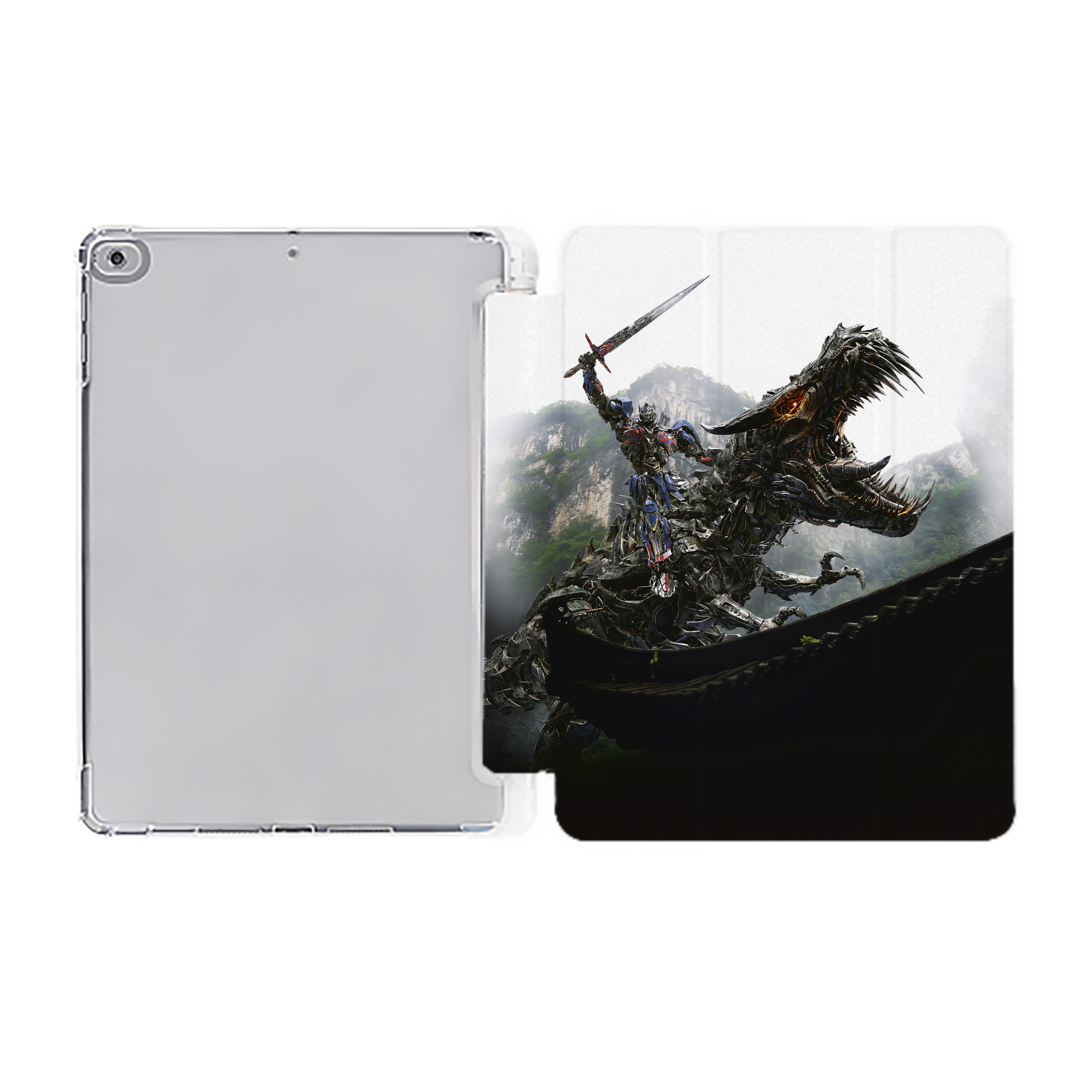 （画像用） Transformers トランスフォーマー IPad ケース ペン収納付き 三つ折りスタンド PUレザー×シリコン 対応機種9.5/10.5/10.9インチ